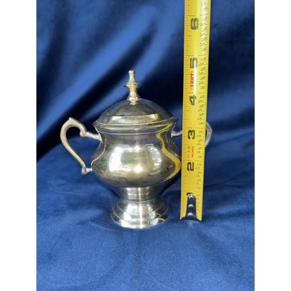 3-Piece Silverplate Tea/Coffee Set Teapot Coffee Pot Lidded Sugar Bowl Black